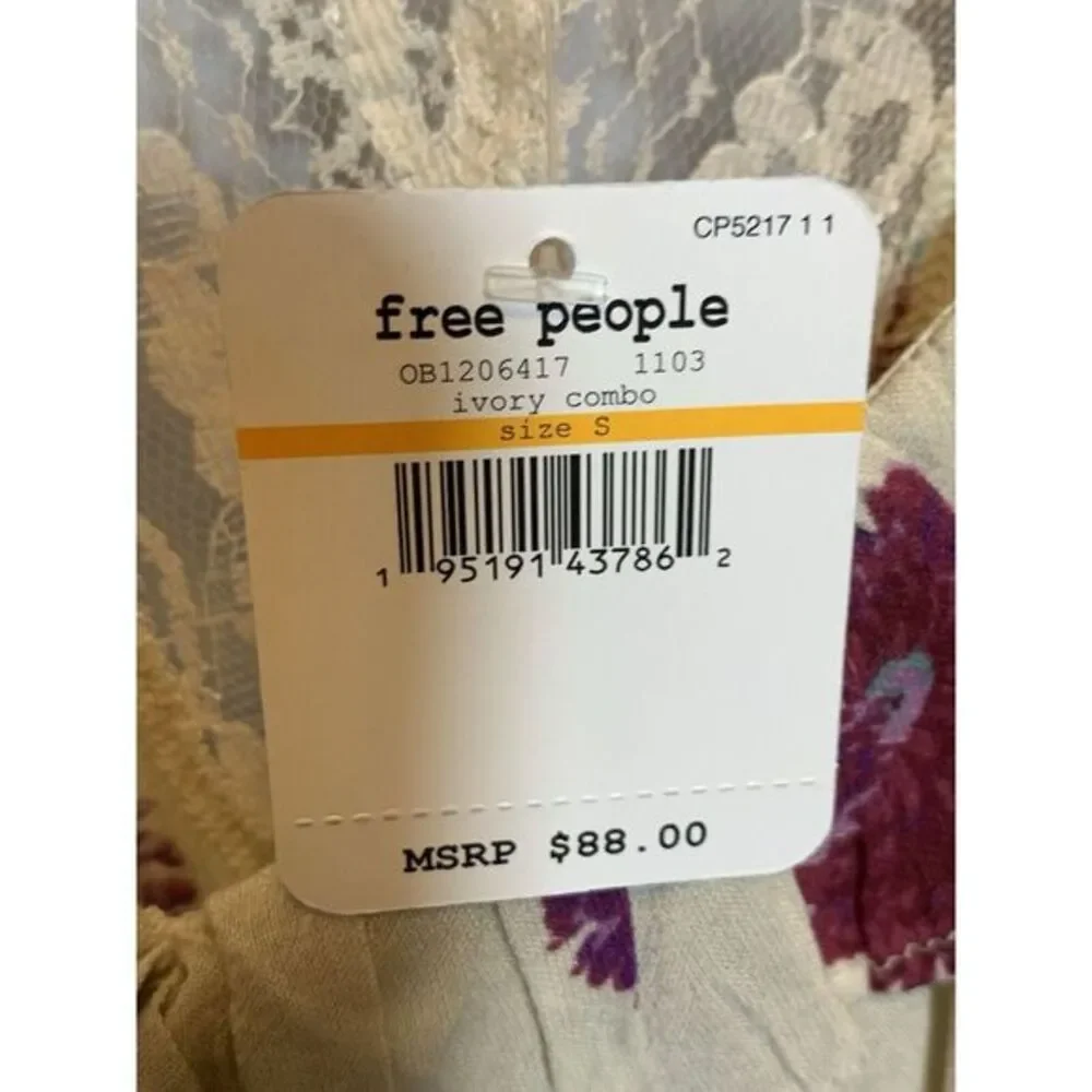 NEW FREE PEOPLE Sz S POPPY PRINTED BODYSUIT IN IVORY‎ COMBO